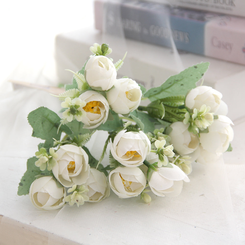30CM Small Diamond Rose Bouquets Wedding Peony Artificial Flowers Home Decoration