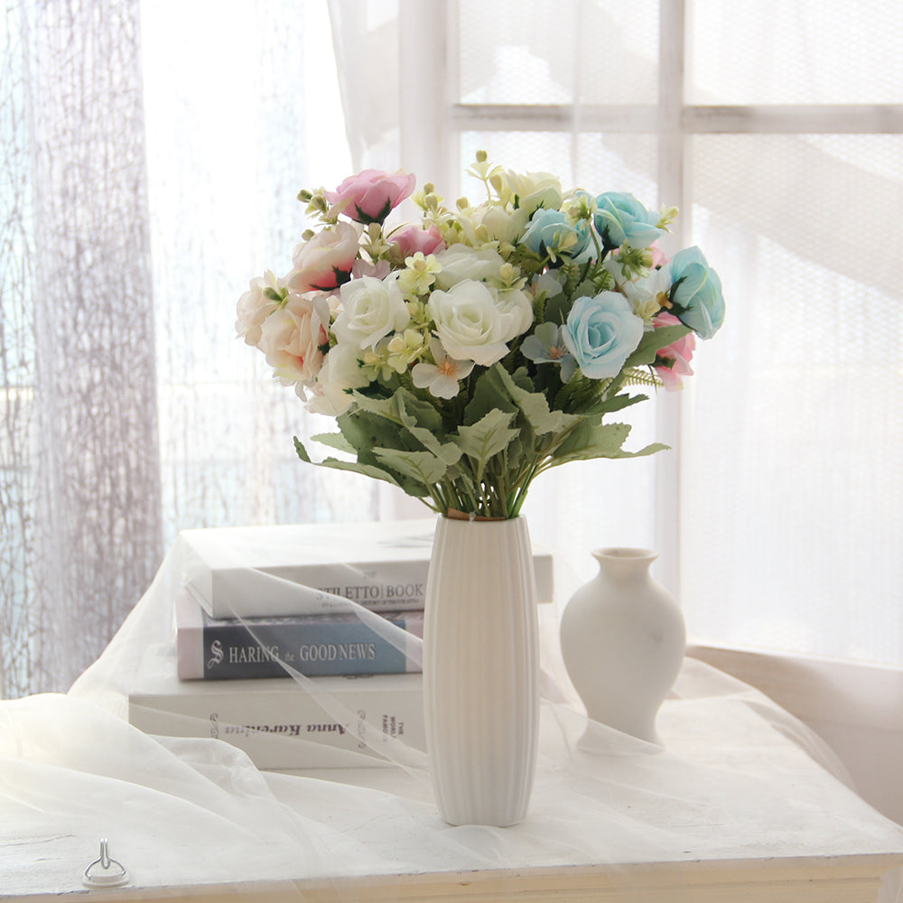 30CM 5 Fork Horn Silk Rose Artificial Flower Bouquet Home Decoration Wedding Decoration