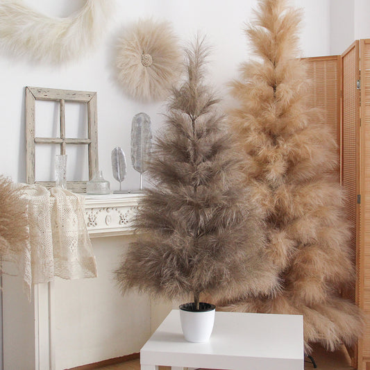 2024 Original Design 125cm Large Artificial Pampas Tree Fluffy Dense Pampa Christmas Tree for Wedding and Home Decoration Artificial Trees for Outdoor
