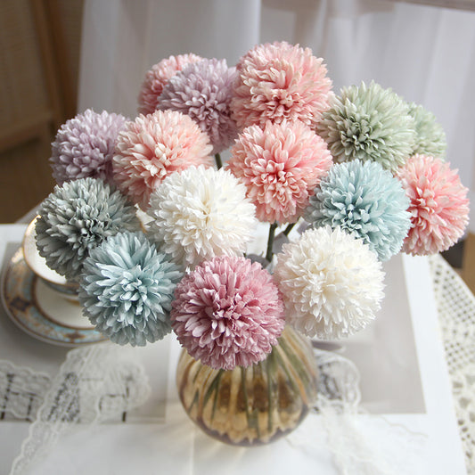 Classic Chrysanthemum Spray Ball Flower Bouquet Artificial Spring and Summer Home Decor