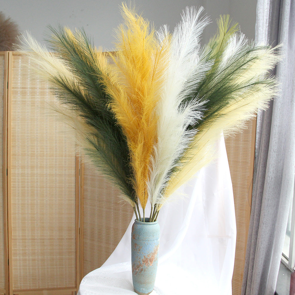 Hot 110cm Pampas Grass Decor Bright Color Artificial Pampas Grass Colored Flowers for Decoration Wedding Artificial