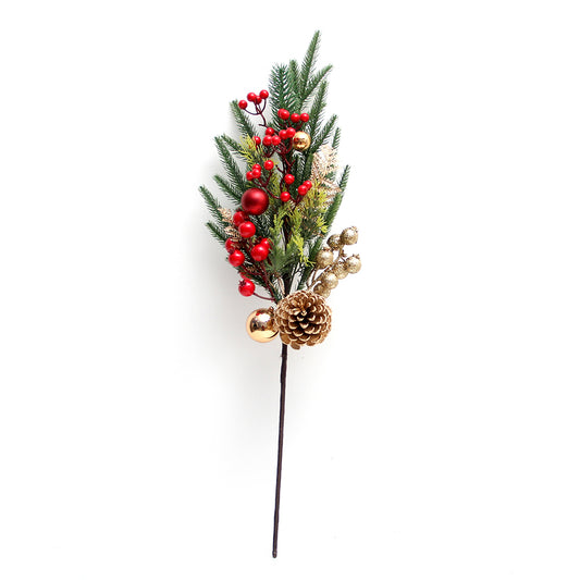 Christmas Decoration Christmas Spray 29inch Christmas Picks Golden Red Plastic Fruit Artificial Branches for Front Door