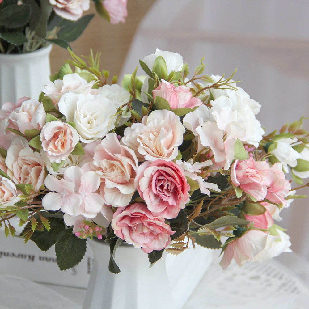 Hot Sale 30cm Roses Assorted Flowers Artificial Maria Hydrangea Flower High Quality Home Decoration Flowers Wedding Decor