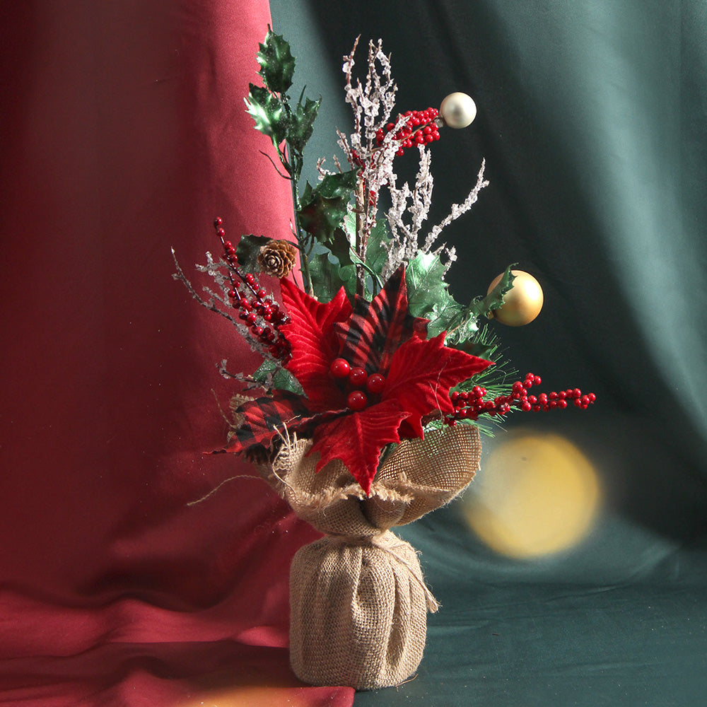 Decoracion Navidad New Style Garden Ornaments Burlap Artificial Christmas Wreath/garland for Christmas and Home Make Custom Logo