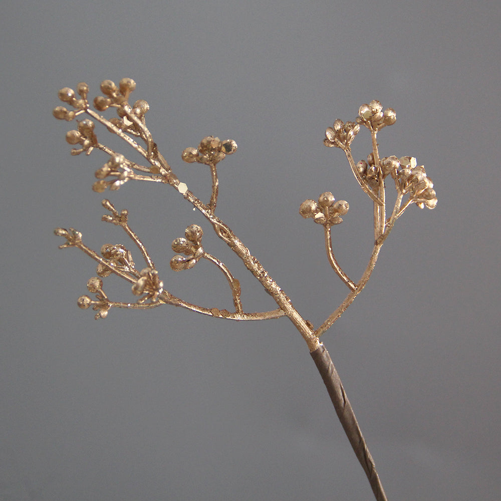 Long Branches 30cm Artificial Golden Picks Leaf for Christmas Decorations