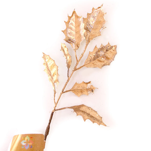 DIY Christmas Decration 35cm Gold Picks Leaf Plastic Artificial Flower Spray for Party Christmas Decorations