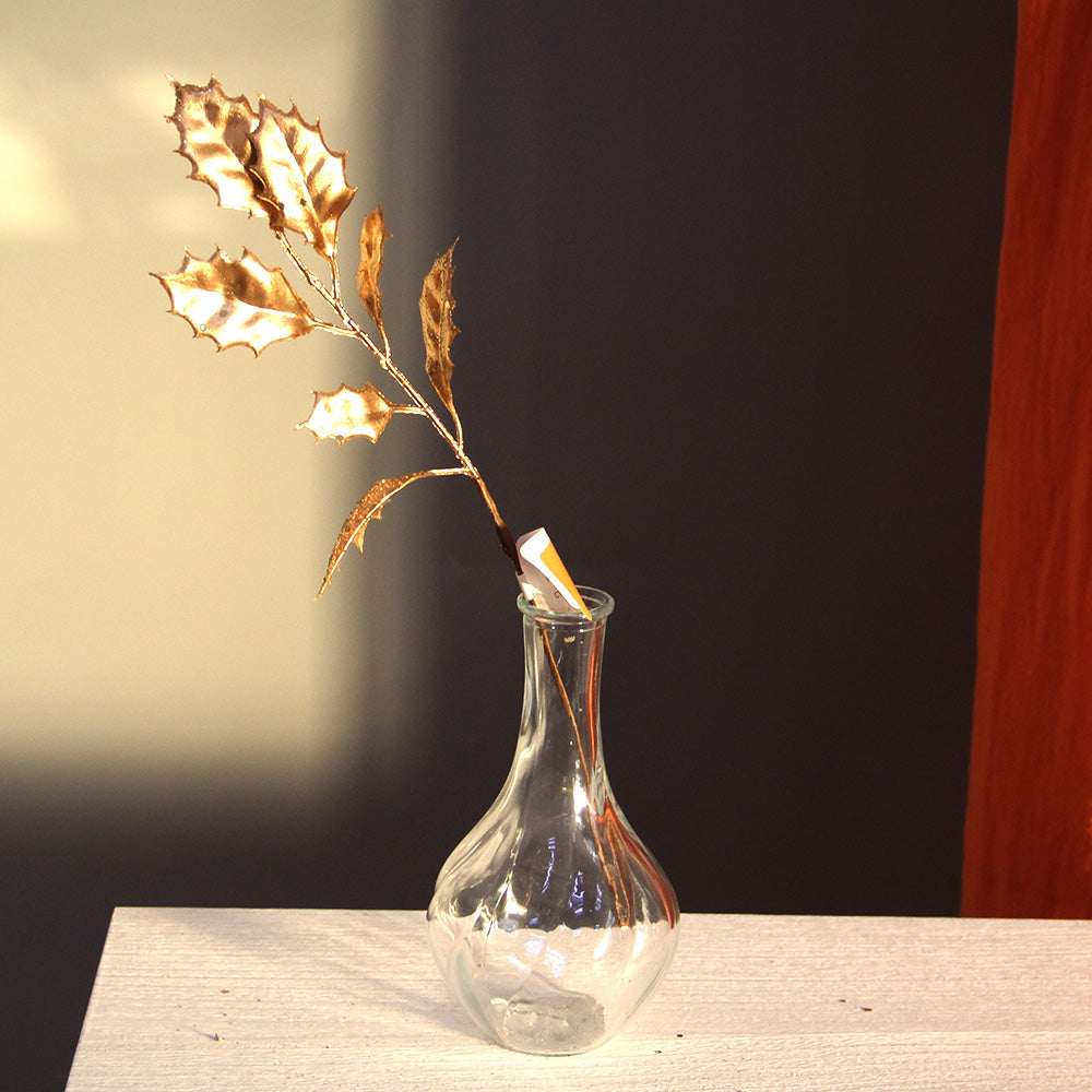 DIY Christmas Decration 35cm Gold Picks Leaf Plastic Artificial Flower Spray for Party Christmas Decorations