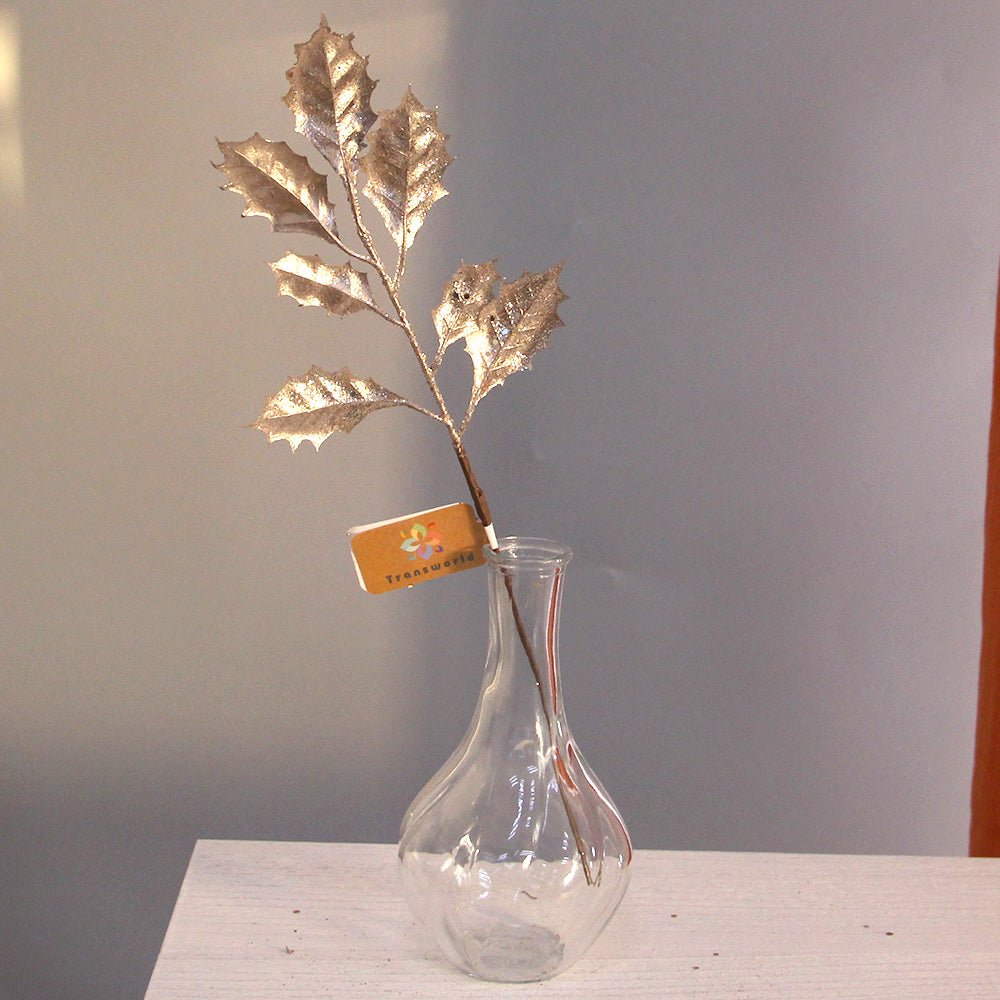 DIY Christmas Decration 35cm Gold Picks Leaf Plastic Artificial Flower Spray for Party Christmas Decorations
