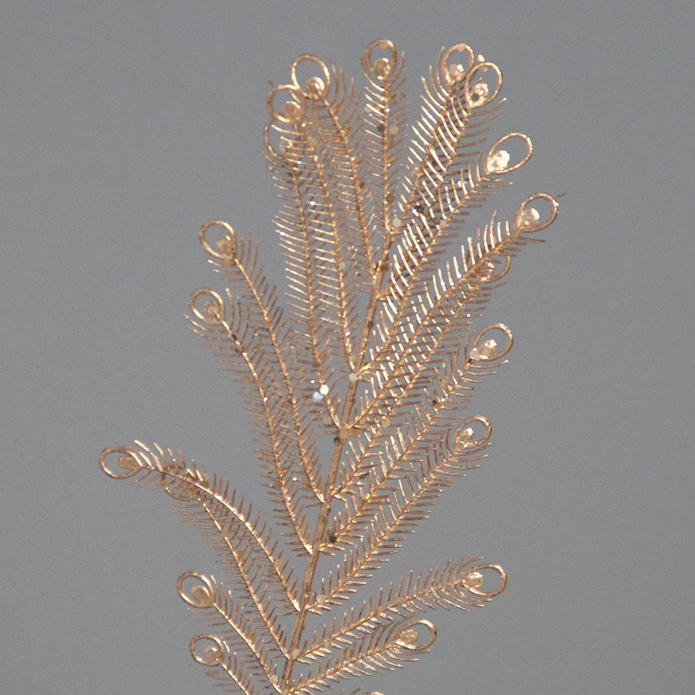 Wholesale Christmas Picks Golden Pick/Spray 43cm Glittered Leaf Gold Branches for Party & Holiday Supplies