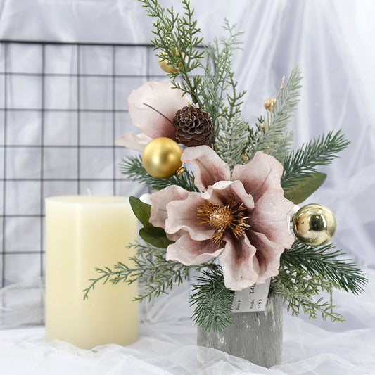 Pretty Snow Spray Christmas Flowers Pot Artificial Spray Flower For Home Decoration