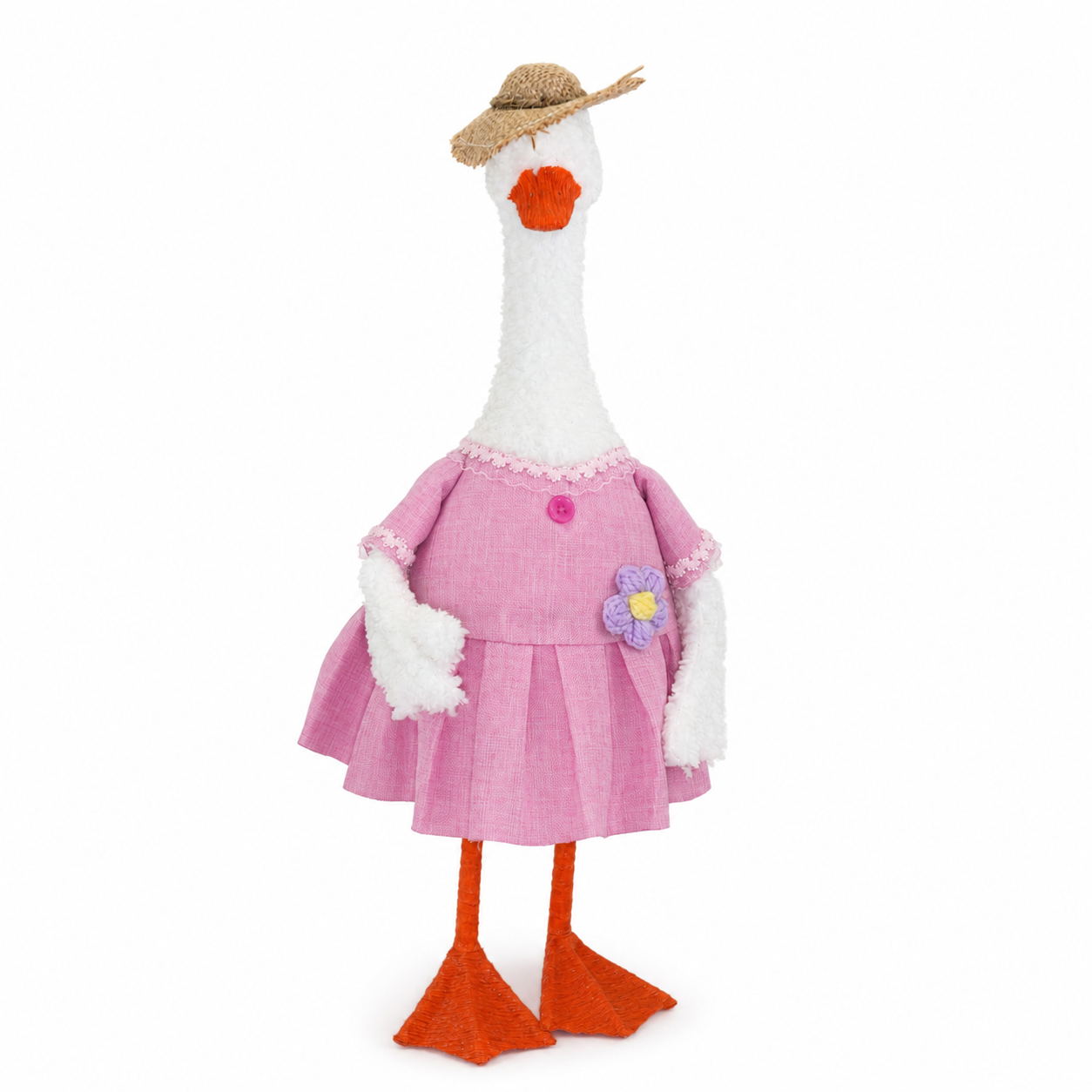 Farmhouse Duck Figurines with Straw Hats for Home Garden Festival Decoration