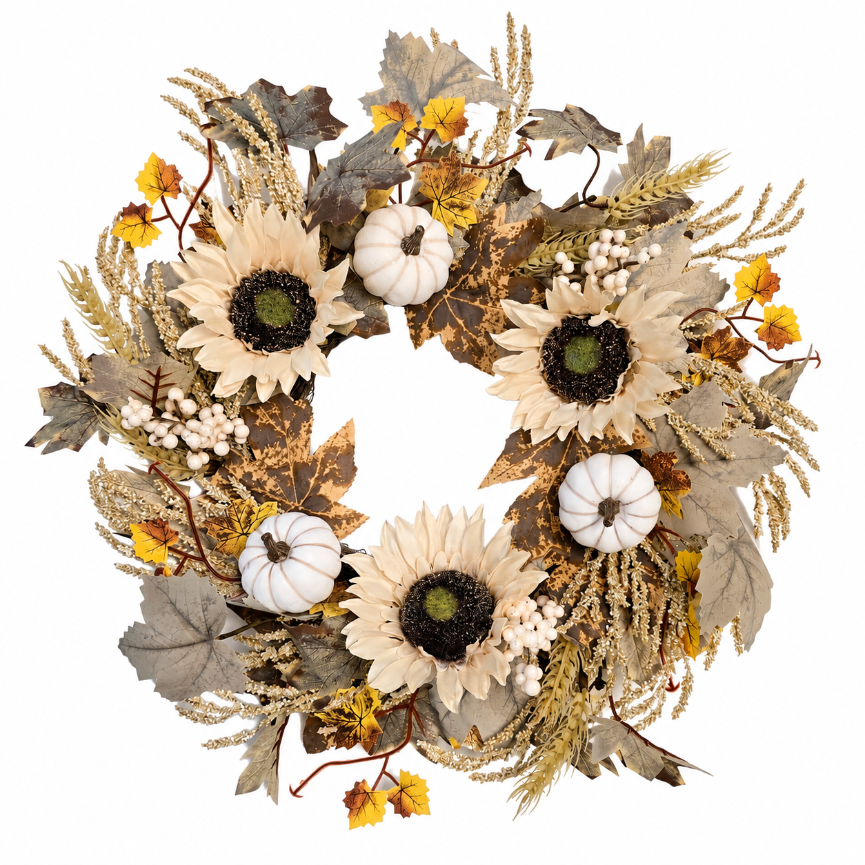 Wholesale Artificial Sunflower Pumpkin Wreath for Home Autumn Harvest Festival Decoration