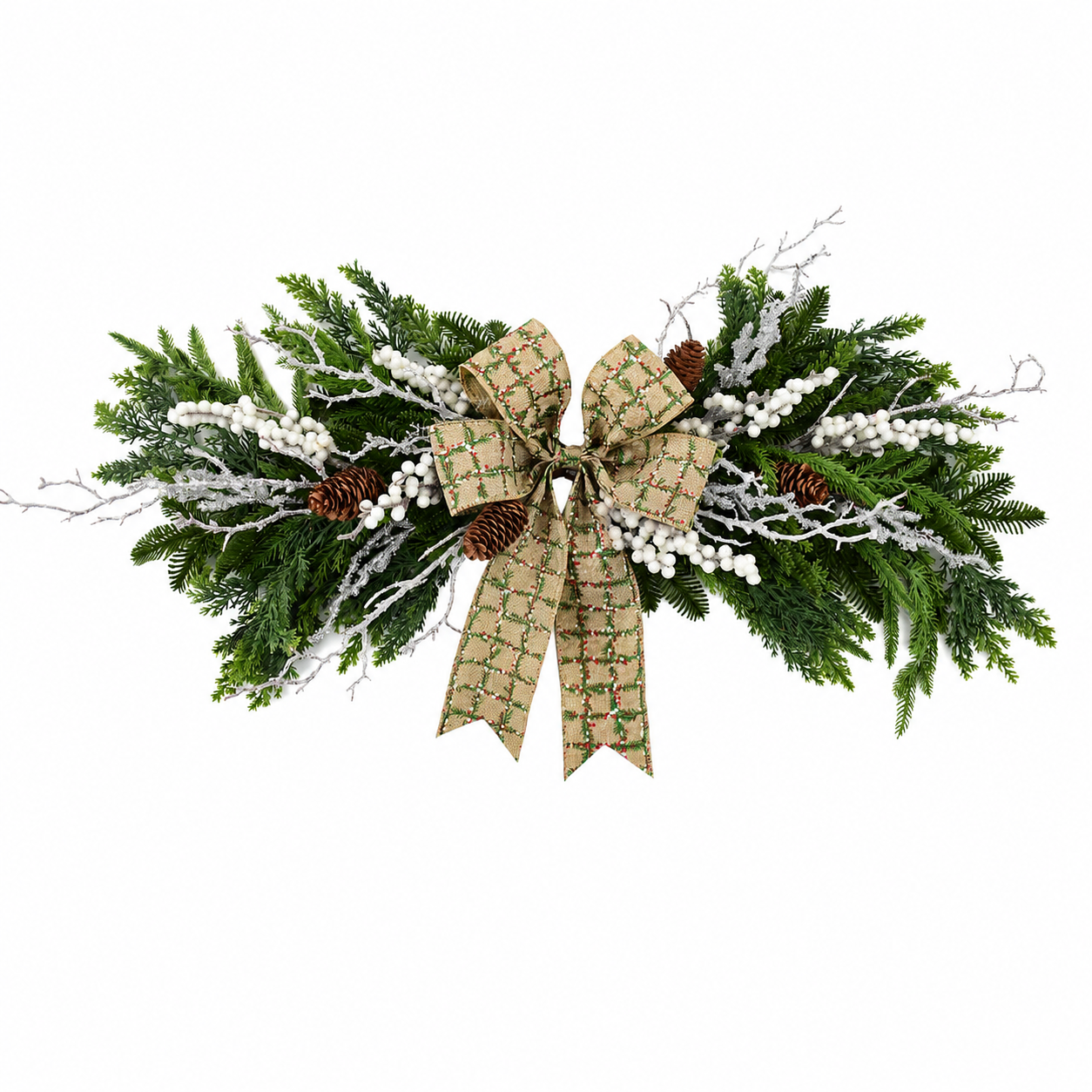 Artificial Christmas Pine Swag Ornament for Door Wall Home Party Decoration