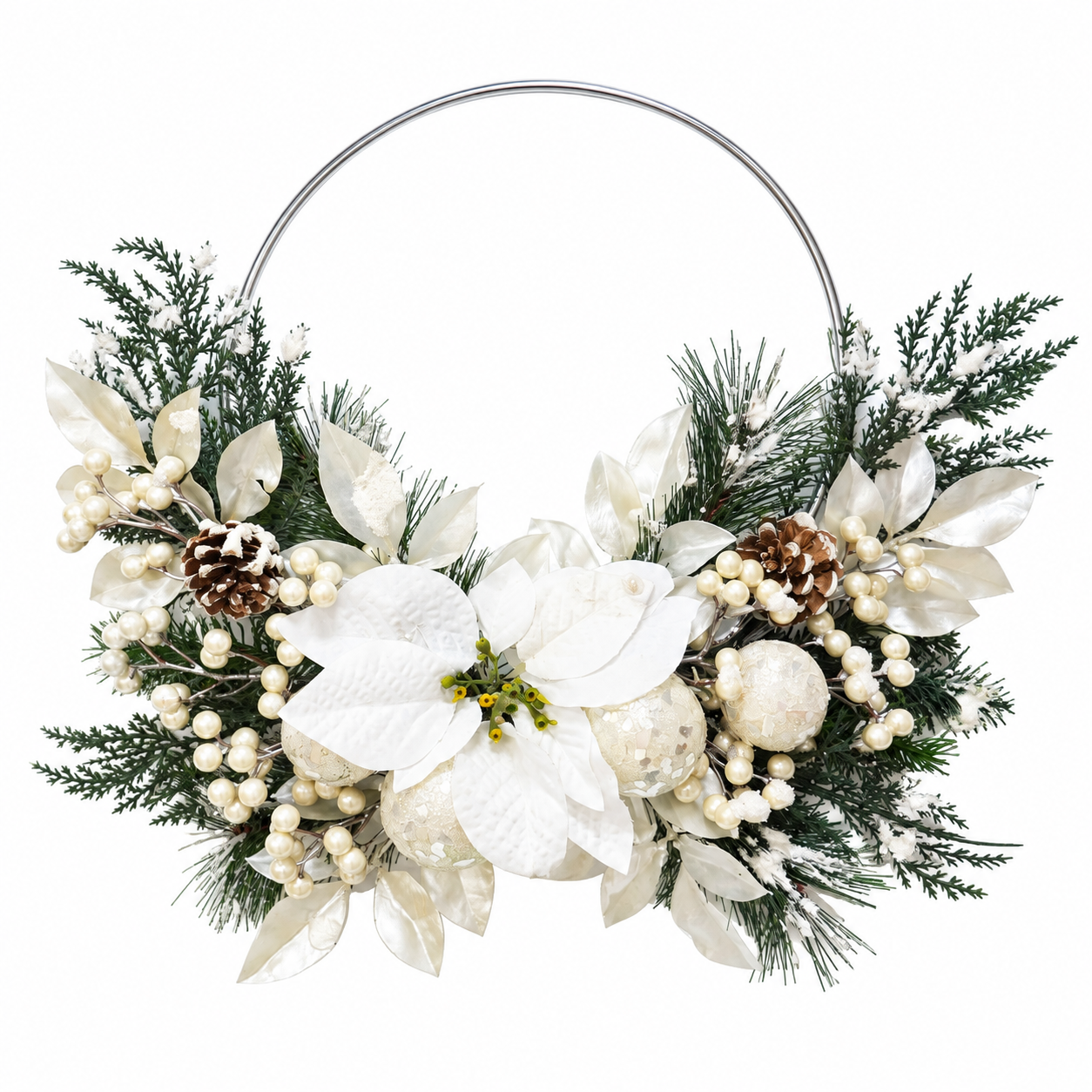 Artificial Flower Poinsettia Christmas Wreath for Christmas Home Holiday Decoration