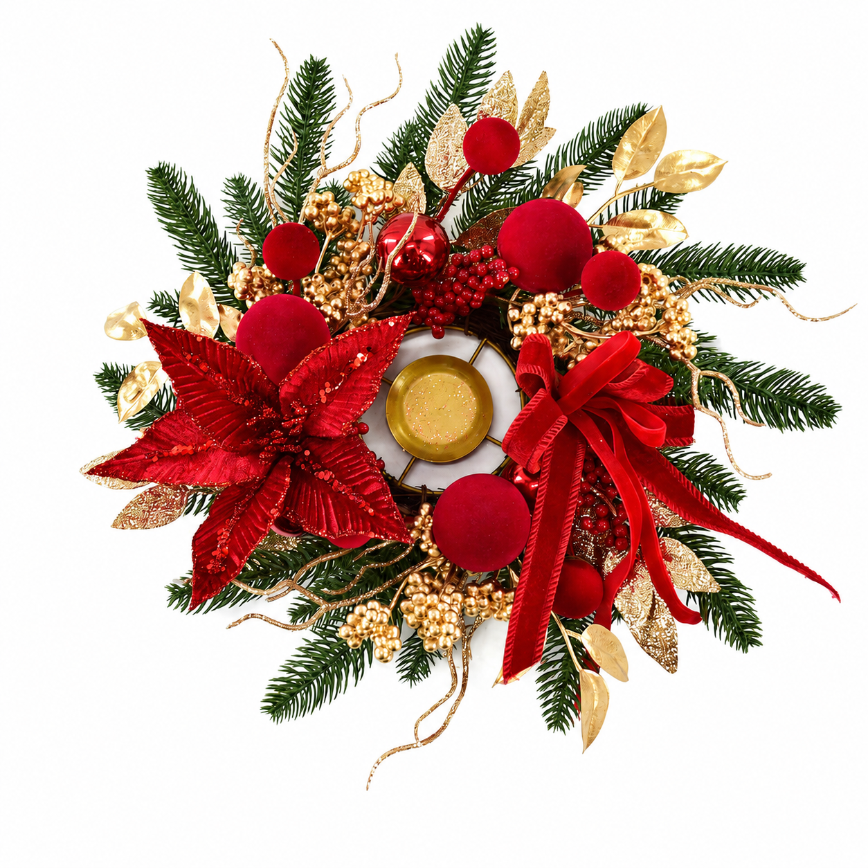 Artificial Christmas Wreath Candle Holder for Christmas Home Festival Party Decoration