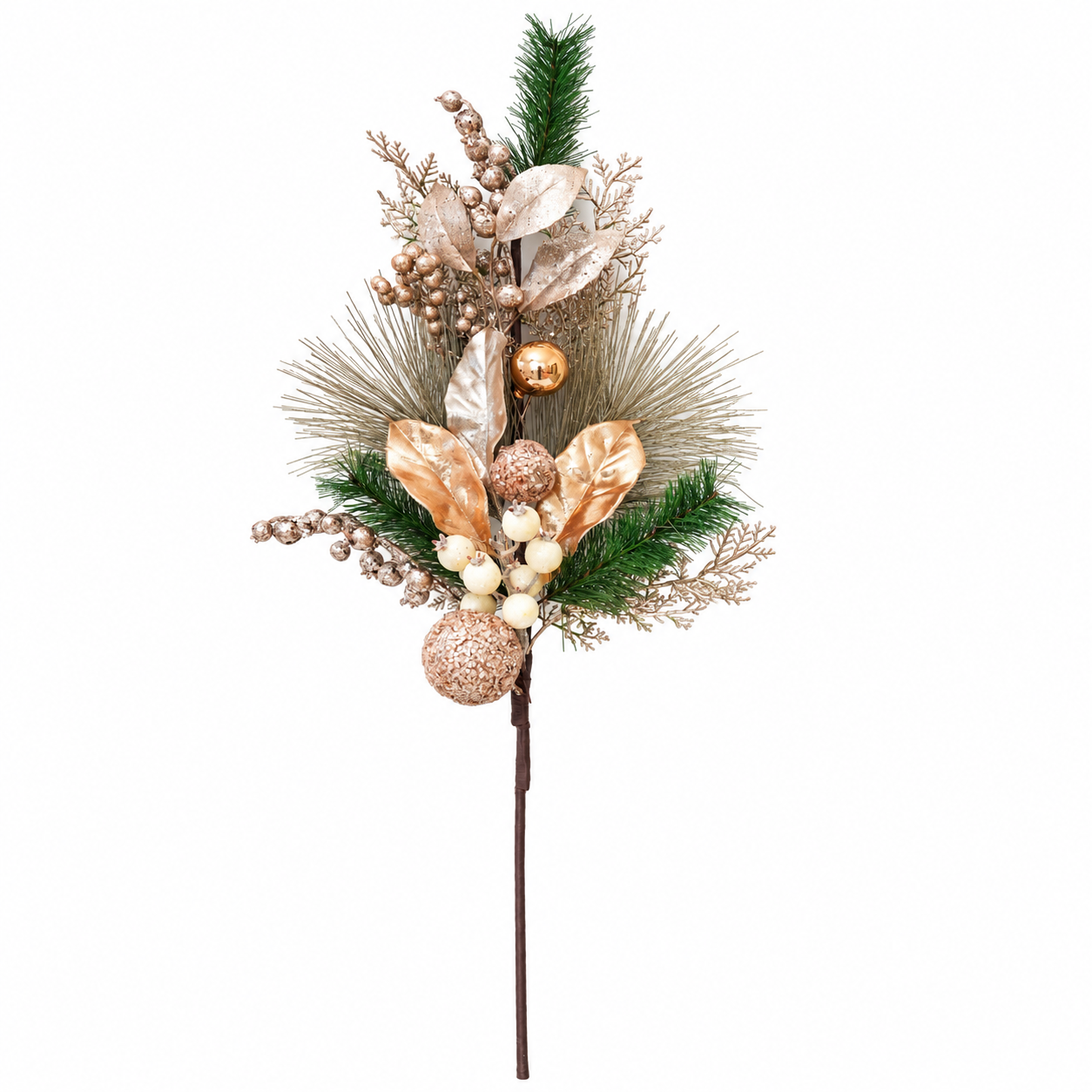 Artificial Christmas Floral Pick with Pine Needles and Berries for Holiday Decor