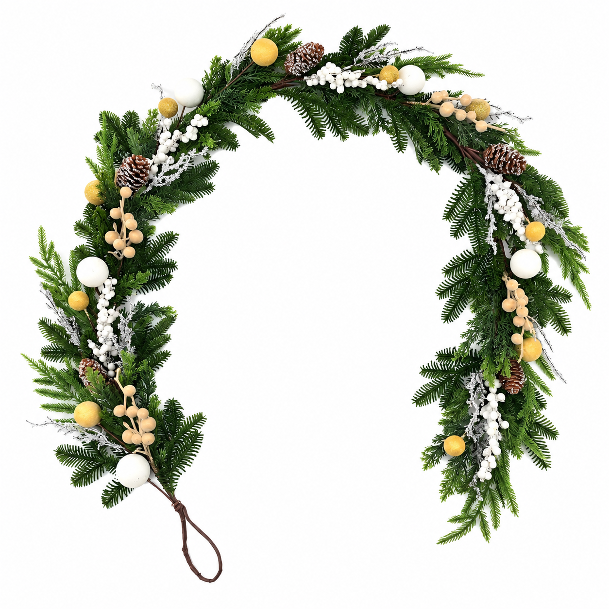 Artificial Christmas Garland with Pine Cones and Berry Accents