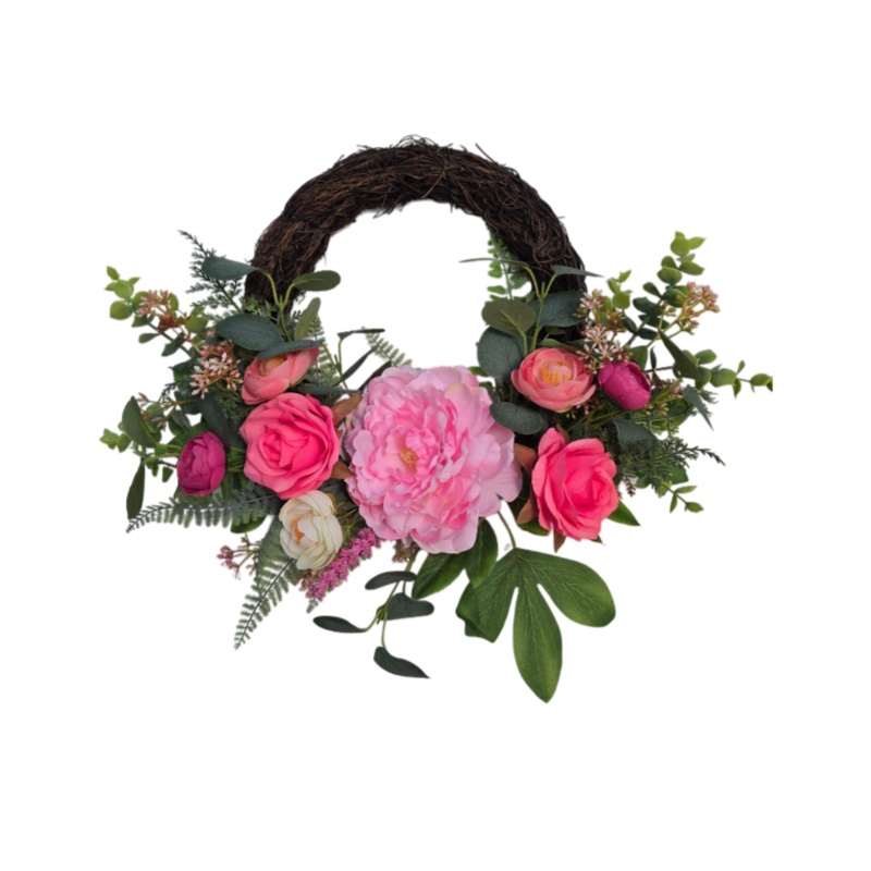 Artificial Flower Wreath Rose Peony for Home Wedding Door Party Decoration